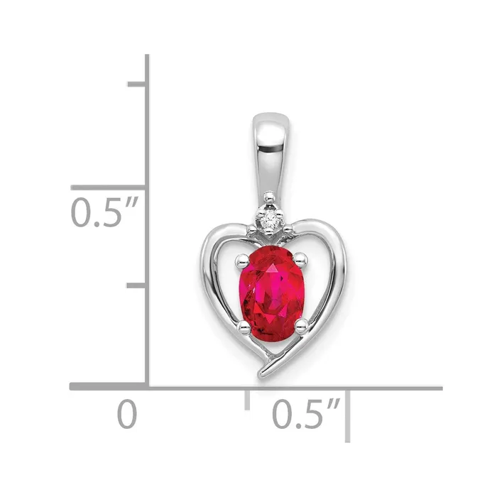 TreasureFineJewelers Necklaces 14k White Gold Ruby and Diamond Heart Pendant