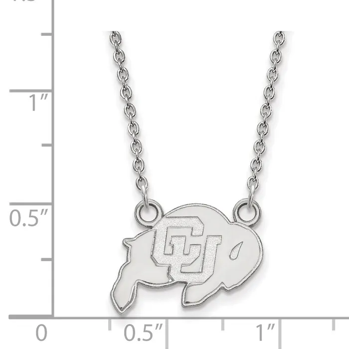 TreasureFineJewelers Necklaces 14k White Gold University of Colorado Small Pendant Necklace