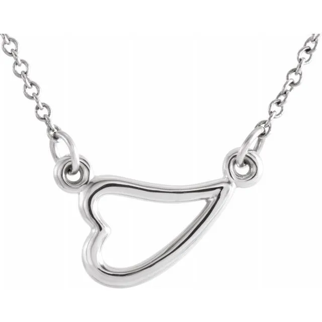 TreasureFineJewelers Necklaces 14K White Heart 1618 Necklace