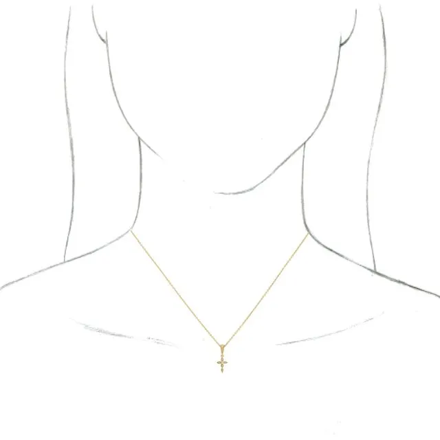 TreasureFineJewelers Necklaces 14K Yellow Gold 03 CTW Natural Diamond Petite VintageInspired 1618 Cross Necklace