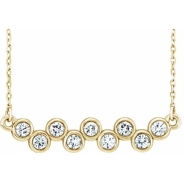 TreasureFineJewelers Necklaces 14K Yellow Gold 12 CTW Natural Diamond BezelSet Bar 1618 Necklace TreasureFineJewelers Necklaces 14K Yellow Gold 12 CTW Natural Diamond BezelSet Bar 1618 Necklace