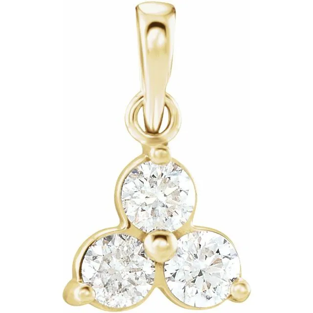 TreasureFineJewelers Necklaces 14K Yellow Gold 13 CTW Natural Diamond ThreeStone Pendant TreasureFineJewelers Necklaces 14K Yellow Gold 13 CTW Natural Diamond ThreeStone Pendant