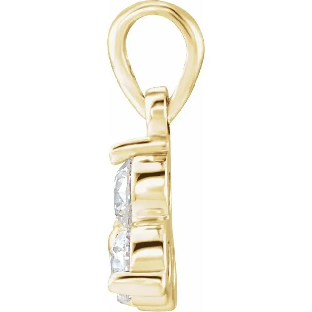 TreasureFineJewelers Necklaces 14K Yellow Gold 13 CTW Natural Diamond ThreeStone Pendant