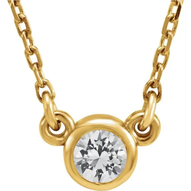 TreasureFineJewelers Necklaces 14K Yellow Gold 3 mm Stuller LabGrown Moissanite Solitaire 18 Necklace TreasureFineJewelers Necklaces 14K Yellow Gold 3 mm Stuller LabGrown Moissanite Solitaire 18 Necklace