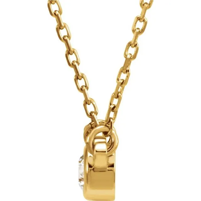 TreasureFineJewelers Necklaces 14K Yellow Gold 3 mm Stuller LabGrown Moissanite Solitaire 18 Necklace