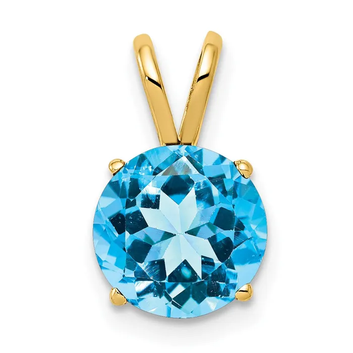 TreasureFineJewelers Necklaces 14k Yellow Gold 8mm Blue Topaz pendant