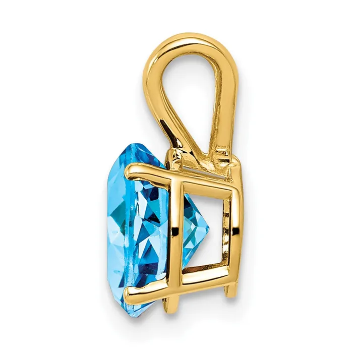 TreasureFineJewelers Necklaces 14k Yellow Gold 8mm Blue Topaz pendant