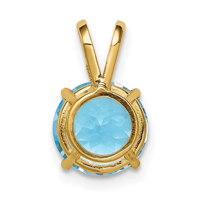 TreasureFineJewelers Necklaces 14k Yellow Gold 8mm Blue Topaz pendant