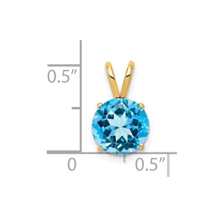 TreasureFineJewelers Necklaces 14k Yellow Gold 8mm Blue Topaz pendant
