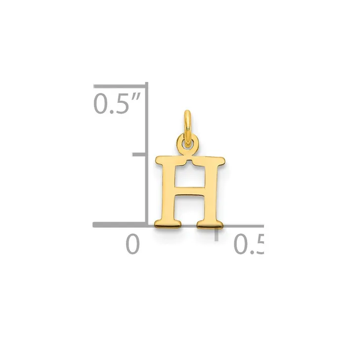 TreasureFineJewelers Necklaces 14k Yellow Gold Cutout Letter H Initial Pendant