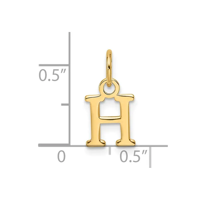 TreasureFineJewelers Necklaces 14k Yellow Gold Cutout Letter H Initial Pendant