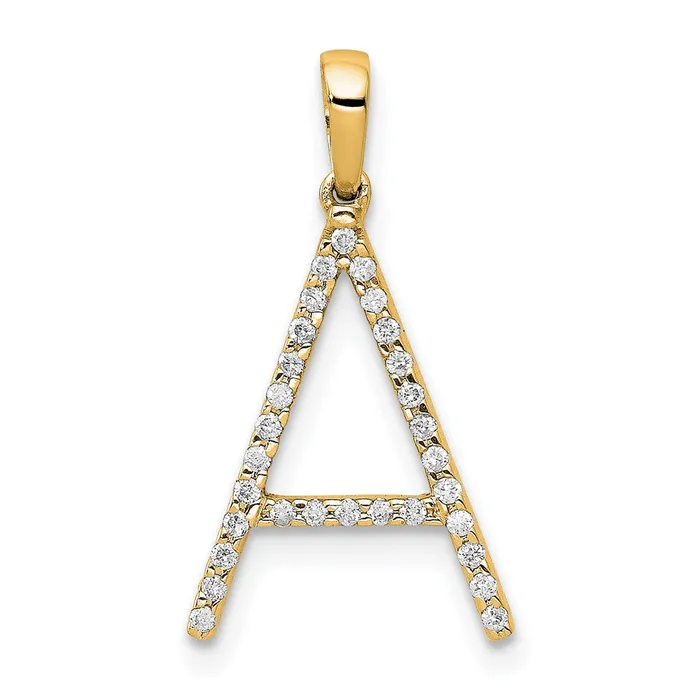 TreasureFineJewelers Necklaces 14k Yellow Gold Diamond Letter A Initial Pendant TreasureFineJewelers Necklaces 14k Yellow Gold Diamond Letter A Initial Pendant
