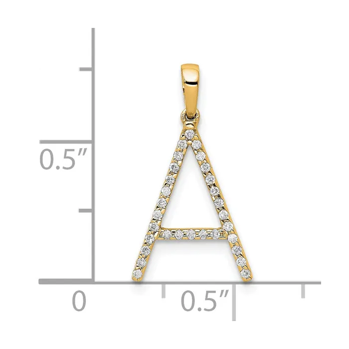 TreasureFineJewelers Necklaces 14k Yellow Gold Diamond Letter A Initial Pendant