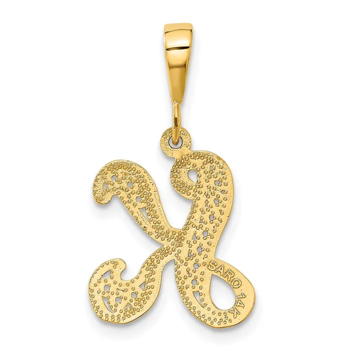 TreasureFineJewelers Necklaces 14k Yellow Gold Polished Script Filigree Letter K Initial Pendant
