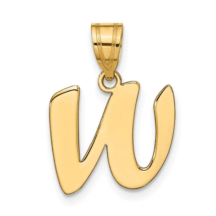 TreasureFineJewelers Necklaces 14k Yellow Gold Polished Script Letter W Initial Pendant TreasureFineJewelers Necklaces 14k Yellow Gold Polished Script Letter W Initial Pendant