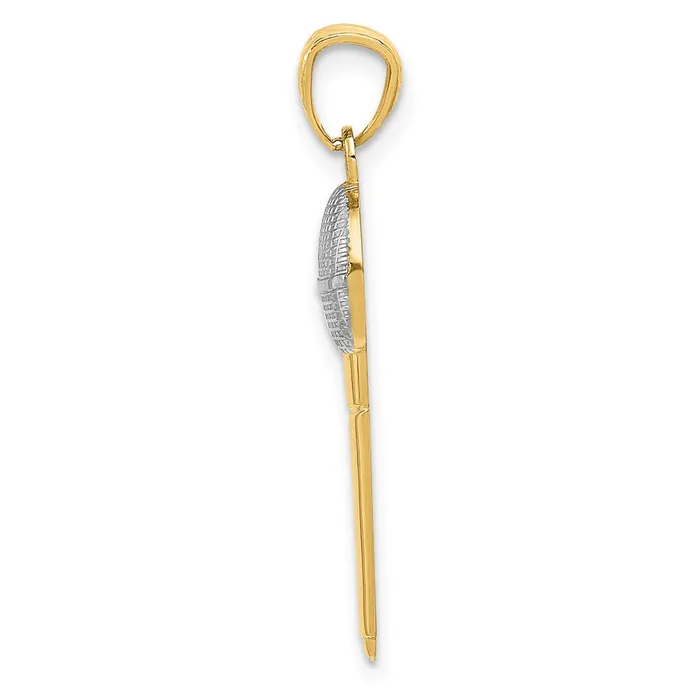 TreasureFineJewelers Necklaces 14k Yellow Gold Rhodium and Rhodium Microphone Pendant
