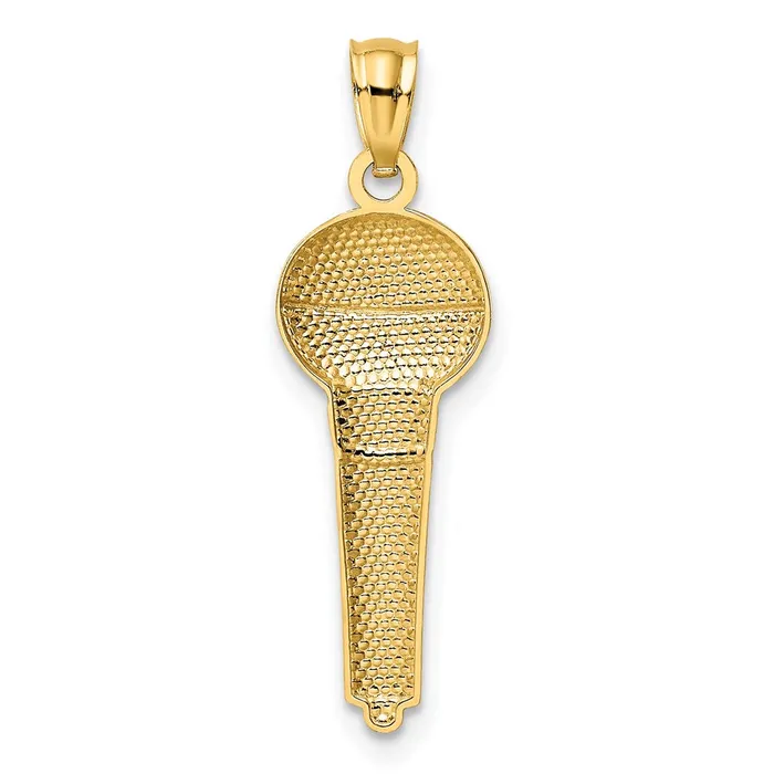 TreasureFineJewelers Necklaces 14k Yellow Gold Rhodium and Rhodium Microphone Pendant