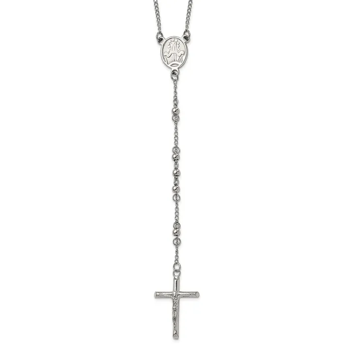 TreasureFineJewelers Necklaces Chisel Stainless Steel Polished 4mm Beaded 25 inch Rosary Necklace TreasureFineJewelers Necklaces Chisel Stainless Steel Polished 4mm Beaded 25 inch Rosary Necklace