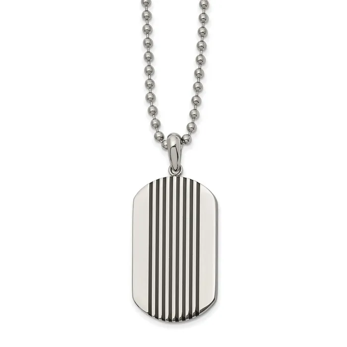 TreasureFineJewelers Necklaces Chisel Stainless Steel Polished with Black Enamel Stripes Dog Tag on a 22 inch Ball Chain Necklace TreasureFineJewelers Necklaces Chisel Stainless Steel Polished with Black Enamel Stripes Dog Tag on a 22 inch Ball Chain Necklace
