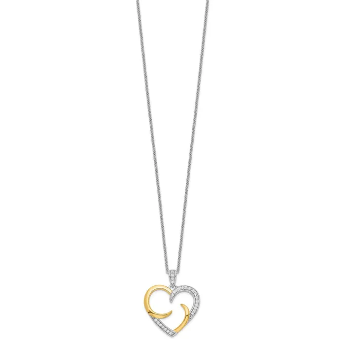 TreasureFineJewelers Necklaces Sentimental Expressions Sterling Silver Goldplated The Arms of Love 18in Heart Necklace