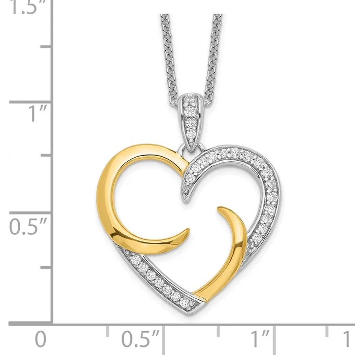 TreasureFineJewelers Necklaces Sentimental Expressions Sterling Silver Goldplated The Arms of Love 18in Heart Necklace