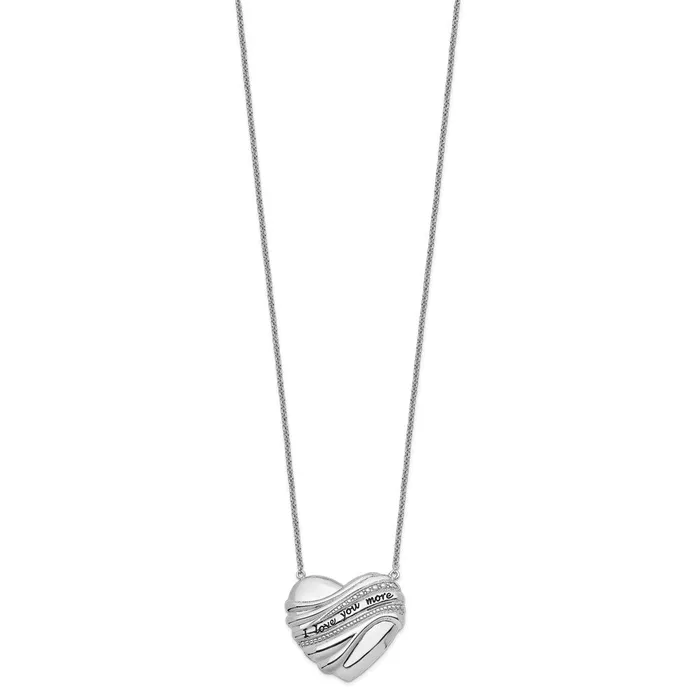 TreasureFineJewelers Necklaces Sentimental Expressions Sterling Silver Rhodiumplated Antiqued I Love You More 18in Necklace