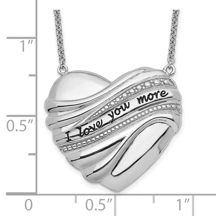 TreasureFineJewelers Necklaces Sentimental Expressions Sterling Silver Rhodiumplated Antiqued I Love You More 18in Necklace