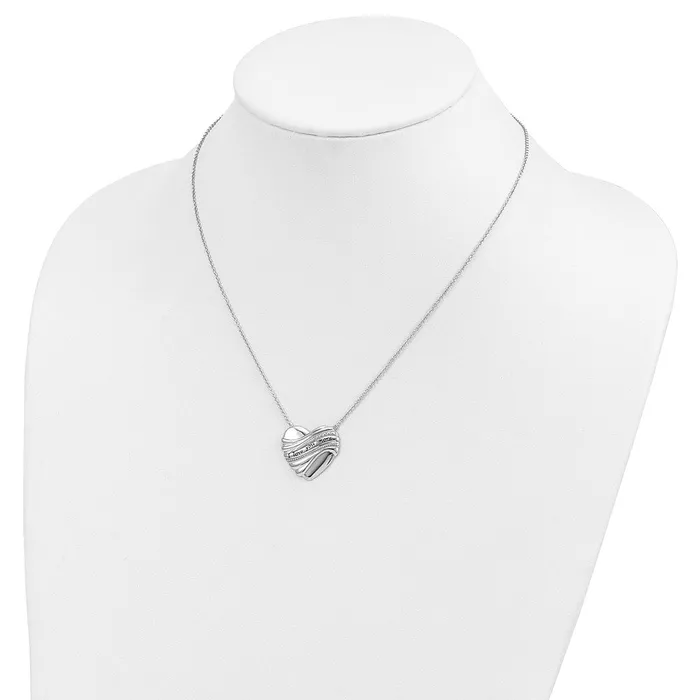 TreasureFineJewelers Necklaces Sentimental Expressions Sterling Silver Rhodiumplated Antiqued I Love You More 18in Necklace