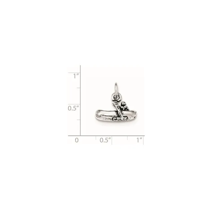 TreasureFineJewelers Necklaces Sterling Silver Antiqued 3D Man Rowing Boat Pendant