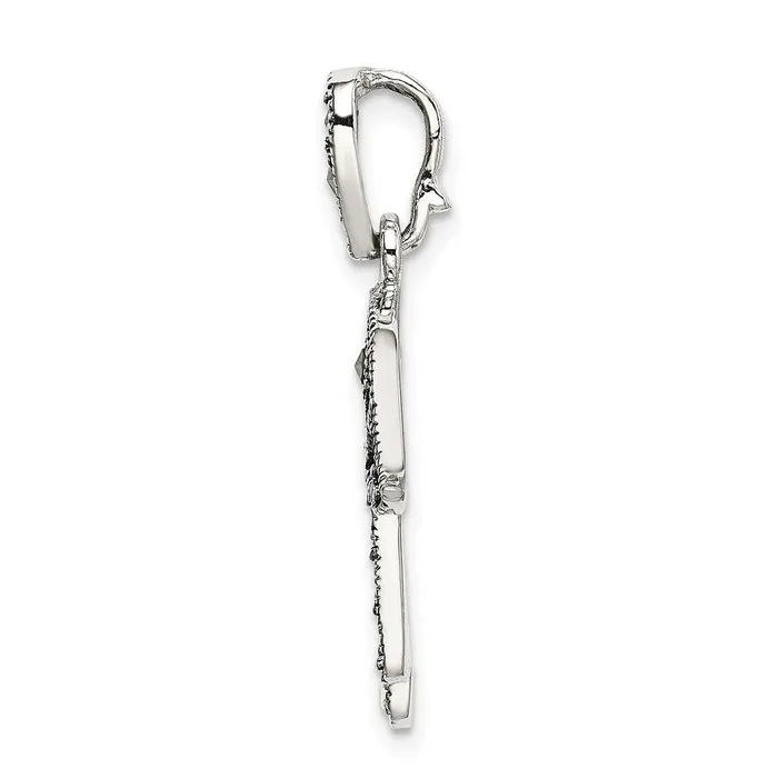 TreasureFineJewelers Necklaces Sterling Silver Antiqued Marcasite Chamseh Pendant