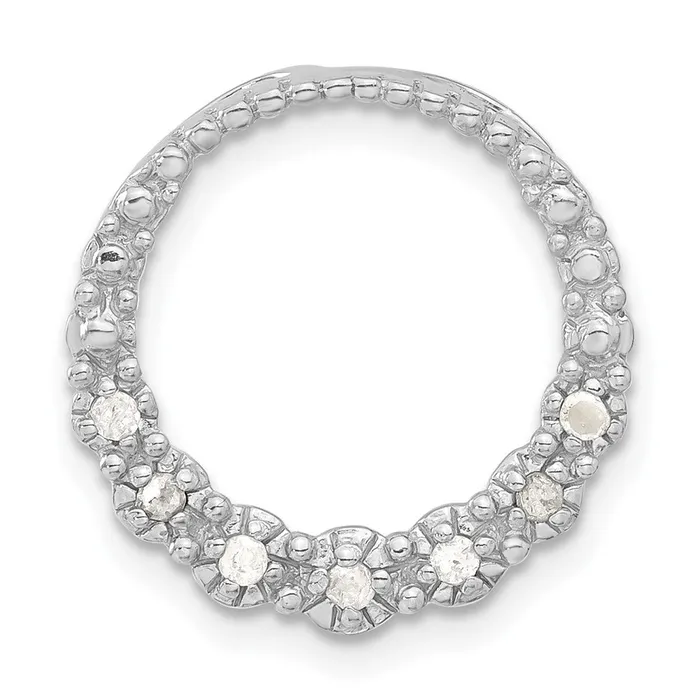 TreasureFineJewelers Necklaces Sterling Silver CZ Circle Chain Slide Pendant