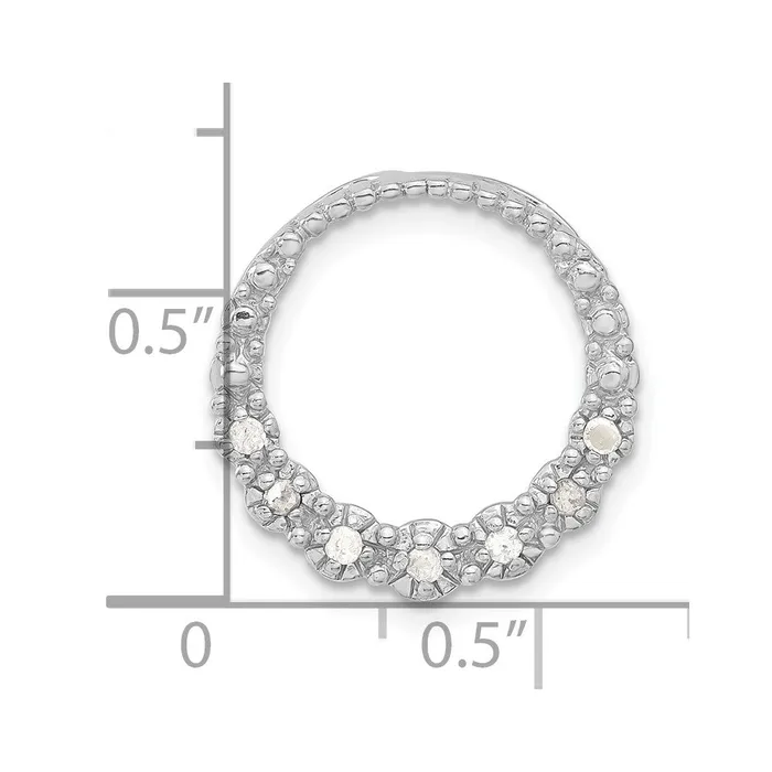 TreasureFineJewelers Necklaces Sterling Silver CZ Circle Chain Slide Pendant