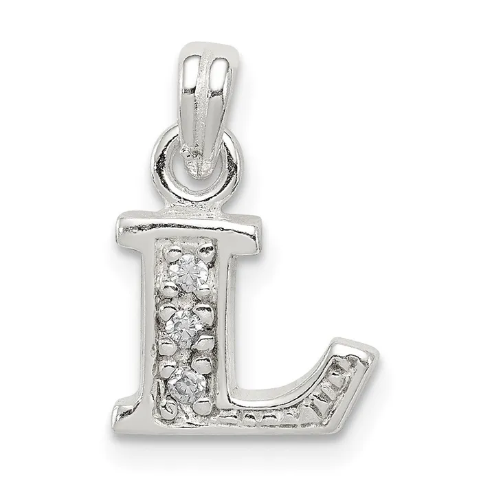TreasureFineJewelers Necklaces Sterling Silver CZ Letter L Initial Pendant TreasureFineJewelers Necklaces Sterling Silver CZ Letter L Initial Pendant
