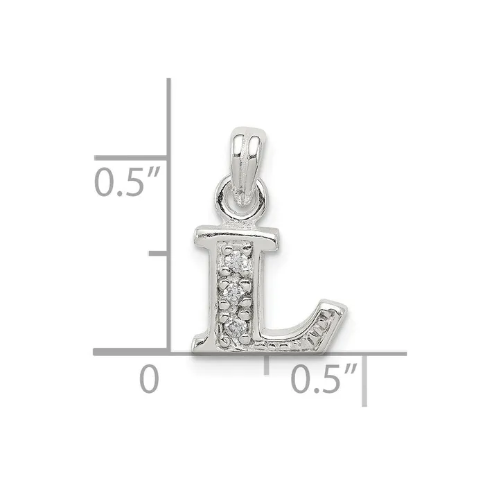TreasureFineJewelers Necklaces Sterling Silver CZ Letter L Initial Pendant
