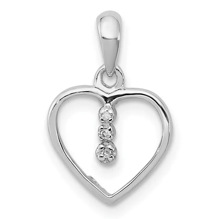 TreasureFineJewelers Necklaces Sterling Silver Diamond Rhodium Heart Pendant TreasureFineJewelers Necklaces Sterling Silver Diamond Rhodium Heart Pendant