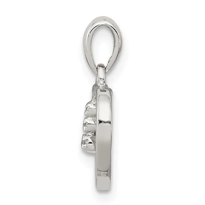 TreasureFineJewelers Necklaces Sterling Silver Diamond Rhodium Heart Pendant