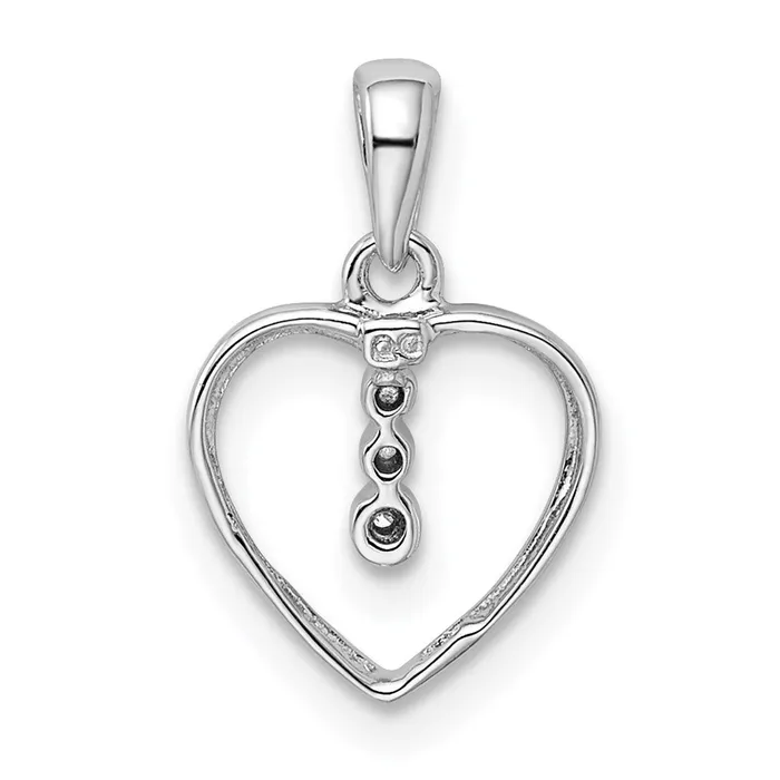 TreasureFineJewelers Necklaces Sterling Silver Diamond Rhodium Heart Pendant
