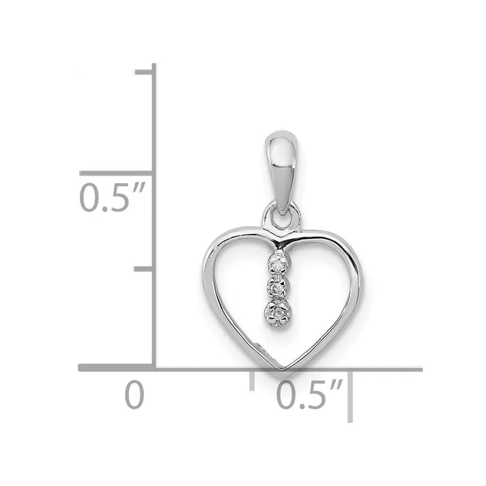 TreasureFineJewelers Necklaces Sterling Silver Diamond Rhodium Heart Pendant
