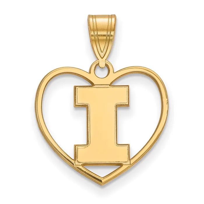 TreasureFineJewelers Necklaces Sterling Silver Goldplated University of Illinois Letter I Heart Pendant TreasureFineJewelers Necklaces Sterling Silver Goldplated University of Illinois Letter I Heart Pendant