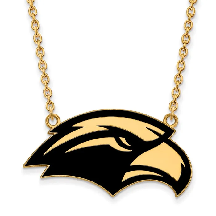 TreasureFineJewelers Necklaces Sterling Silver Goldplated University of Southern Mississippi Eagle Large Enameled Pendant 18 inch Necklace TreasureFineJewelers Necklaces Sterling Silver Goldplated University of Southern Mississippi Eagle Large Enameled Pendant 18 inch Necklace