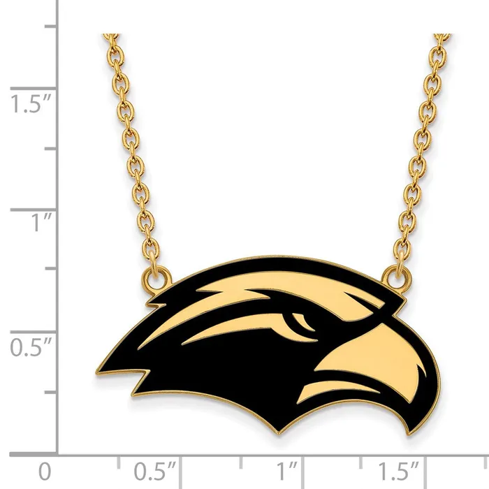 TreasureFineJewelers Necklaces Sterling Silver Goldplated University of Southern Mississippi Eagle Large Enameled Pendant 18 inch Necklace
