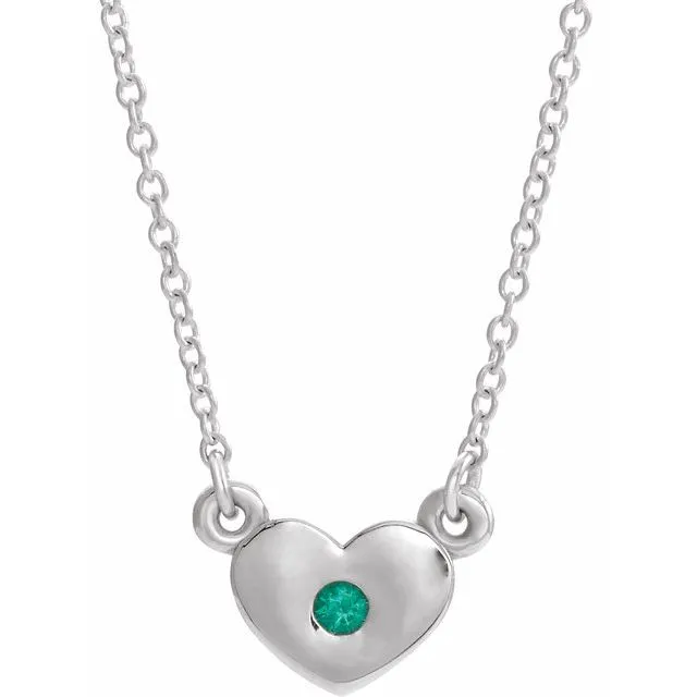 TreasureFineJewelers Necklaces Sterling Silver LabGrown Emerald Heart 16 Necklace TreasureFineJewelers Necklaces Sterling Silver LabGrown Emerald Heart 16 Necklace