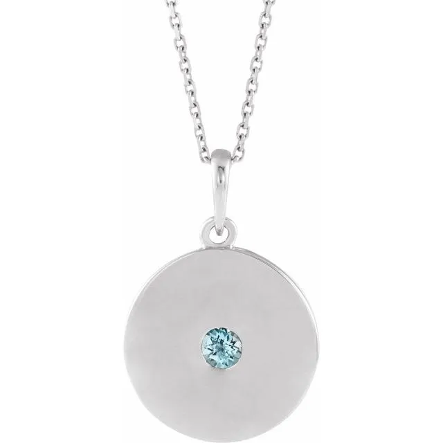 TreasureFineJewelers Necklaces Sterling Silver Natural Sky Blue Topaz Disc 1618 Necklace TreasureFineJewelers Necklaces Sterling Silver Natural Sky Blue Topaz Disc 1618 Necklace