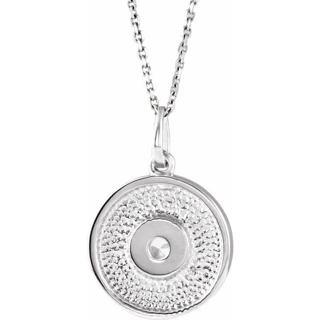 TreasureFineJewelers Necklaces Sterling Silver Natural Sky Blue Topaz Disc 1618 Necklace