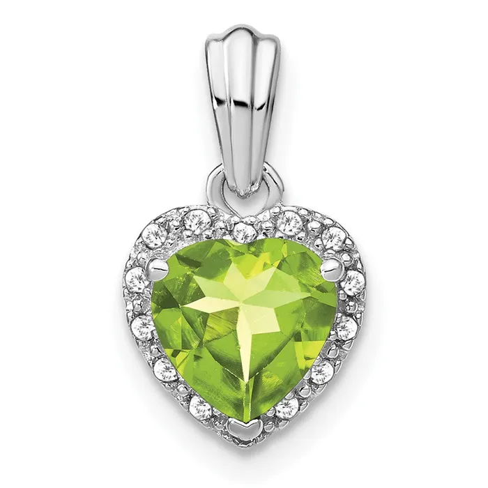 TreasureFineJewelers Necklaces Sterling Silver Peridot and Diamond Pendant TreasureFineJewelers Necklaces Sterling Silver Peridot and Diamond Pendant