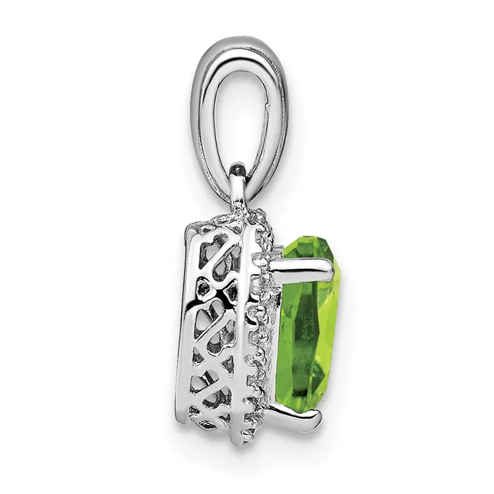 TreasureFineJewelers Necklaces Sterling Silver Peridot and Diamond Pendant