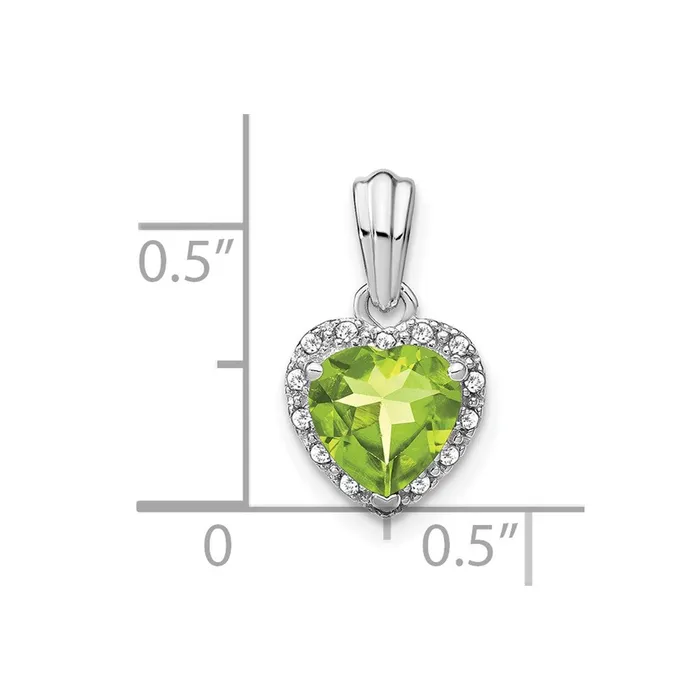 TreasureFineJewelers Necklaces Sterling Silver Peridot and Diamond Pendant