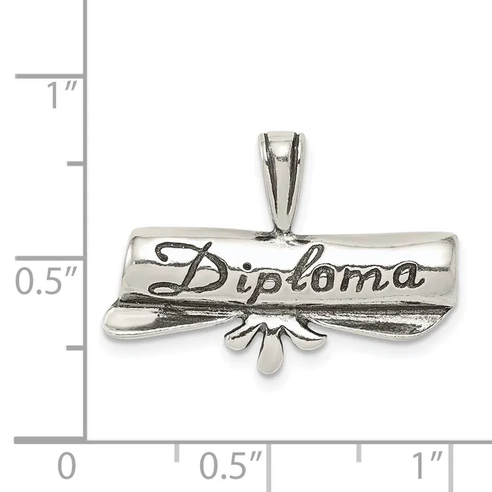 TreasureFineJewelers Necklaces Sterling Silver Polish Antique Diploma Pendant
