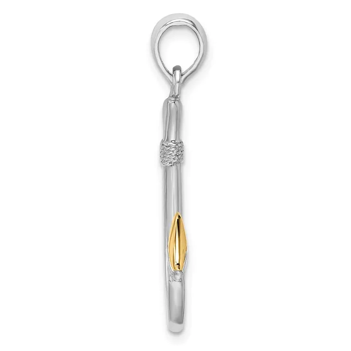 TreasureFineJewelers Necklaces Sterling Silver Polished 3D Fish Hook w14k Accent Pendant