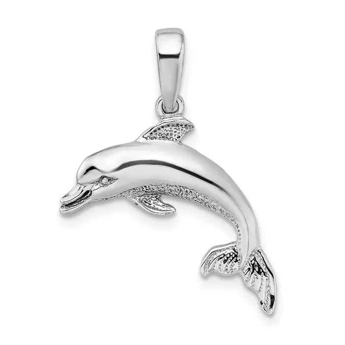 TreasureFineJewelers Necklaces Sterling Silver Polished Dolphin Pendant